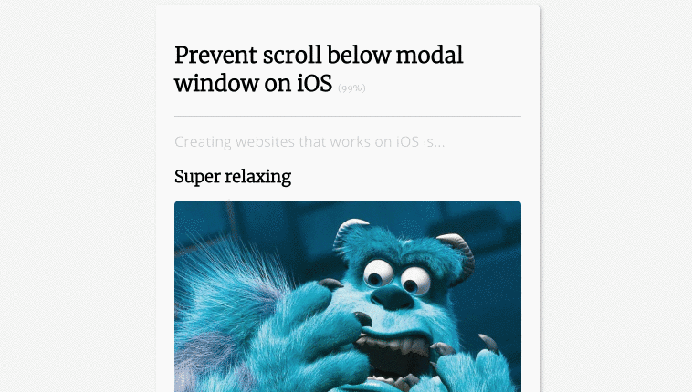 Prevent scroll below modal window on iOS