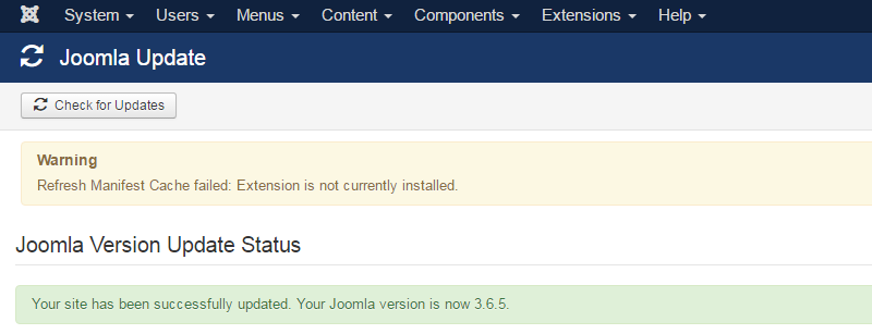 Joomla 3 - Refresh Manifest Cache failed: Extension is not currently installed