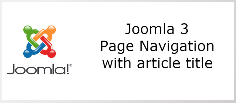 Joomla 3 - Page Navigation With Titles